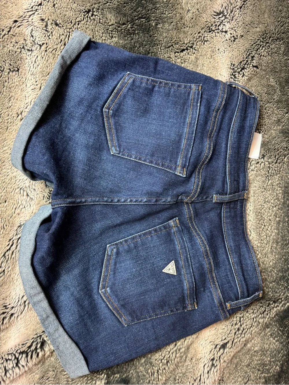 GUESS Dark Blue Distressed Cuffed Denim Shorts (size 27)